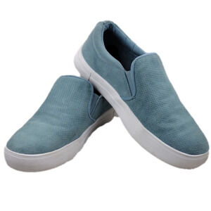 SERRA Blue Suede Leather Round Toe Low Top Slip On Platform Sneaker Shoe